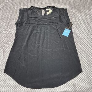 Elegant Black Lace Trim Women's Top